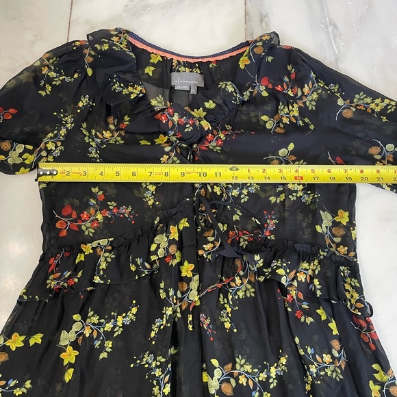 Anthropologie, medium, women’s sheer black floral button up long sleeve dress - Picture 5 of 10